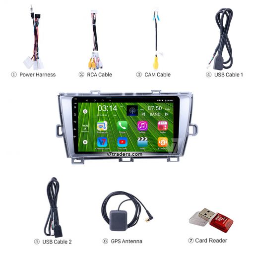 Prius (Silver) Android Multimedia Navigation Panel LCD IPS Screen - V7 3